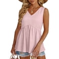 thumbnail image 5 of Qwertyu Womens Tank Tops Casual Sleeveless Tops for Women Dressy V Neck Babydoll Tank Tops Flowy Summer Shirts Pink XL, 5 of 5