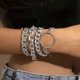 thumbnail image 2 of Silver Chunky Chain Bracelet Charm Boho Bracelet For Teen Girls Women Flat Cable Chunky Chain Bangle With Circle Set Of 4 (silver), 2 of 5