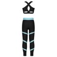 thumbnail image 2 of YEAHDOR Teens Girls 2Pcs Activewear Set Active Sleeveless Crop Top with Leggings Pants Gym Dance Suit Black&Light Blue 16, 2 of 7