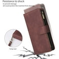 thumbnail image 5 of Wallet Case for iPhone 11 Pro Max, Premium Vintage PU Leather Magnetic Closure Handbag Zipper Pocket Case Kickstand Card Holder Slots with Wrist Strap TPU Shockproof Flip Cover - Coffee, 5 of 9