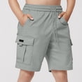 thumbnail image 2 of Pretxorve Kids Boys Cargo Shorts Summer Solid Elastic Waist Loose with Side Pockets Casual Bottoms Sizes 5‑15Y, 2 of 5