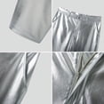 thumbnail image 5 of INCERUN Men's Coated Shiny Stretch Trousers Sliver Feel Elegant Pants, 5 of 6