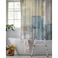 thumbnail image 2 of Split Shower Curtain for Transfer Bench, Blue Grey Beige Fabric Shower Curtains for Bathroom, Abstract Modern Art Oil Painting Tub Sliding Transfer Bench Waterproof Bath Curtains 72"x84", 2 of 9