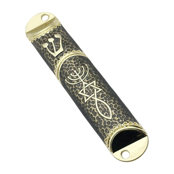 Cubierta de puerta Mezuzah de 4,25 pulgadas, decoración de puerta delantera, símbolo de prosperidad, regalo judaica hecho a mano para marco de puerta Negro