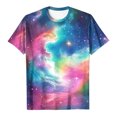 thumbnail image 5 of JTZGDY Summer Womens Girls Fashion T-Shirts Cute Tie Dye Starry Sky Print Short Sleeve Round Neck Graphic Tees Shirt Top Loose Overszied Comfy Tunic Blouse Multicolor#21 M, 5 of 5