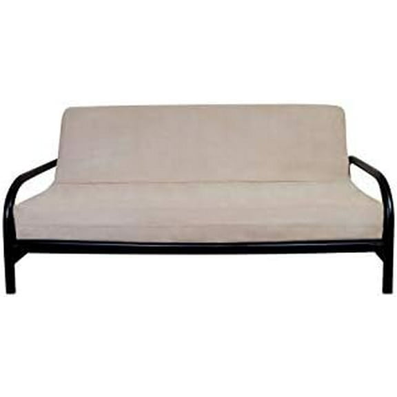 ? Beige Full Size 3 Side Zipper  Bonded  Suede Futon Mattress Cover
