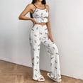 thumbnail image 2 of 2 Piece Pajamas Set for Women BWASD Ribbed Ruffled Camisole Top and Long Soft Loungewear Outfits Nightwear Comfy Sleepwear Sping Summer Home Suit 2026 S-XXXL Black, 2 of 5