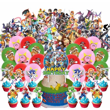Super smash bros Latex Balloons Kit Birthday Party Decorations Supplies Set Banner Backdrop