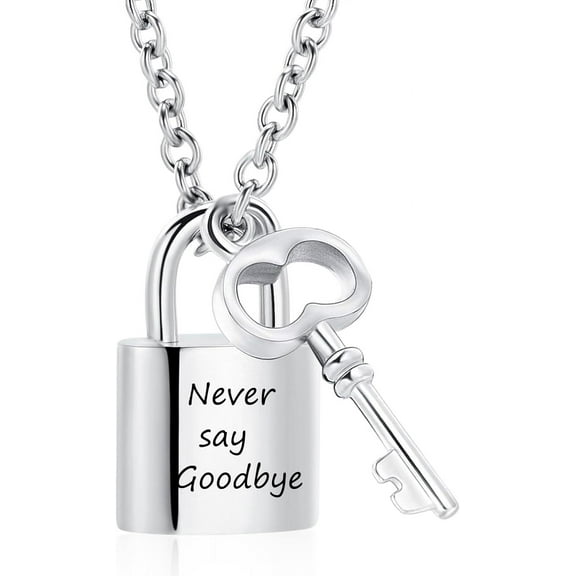 Padlock Cremation Jewelry for Ashes Urn Necklace for Women Men Stainless Steel Keepsake Memorial Key with Lock Urn Pendant