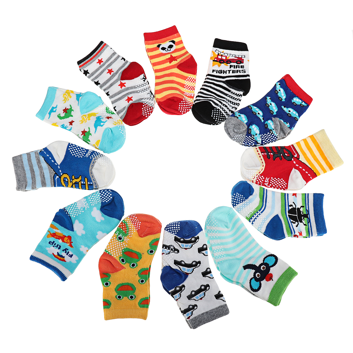 Wholesale Price 12 Pairs Non Slip Toddler Baby Socks Boys Girls Kid Non