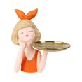 thumbnail image 3 of Estatua de resina para niña con bandeja para servir, escultura para niña, soporte para almacenamiento de llaves, figurita creativa moderna para , Naranja BLESIY Bandeja de escultura de niña, 3 of 6
