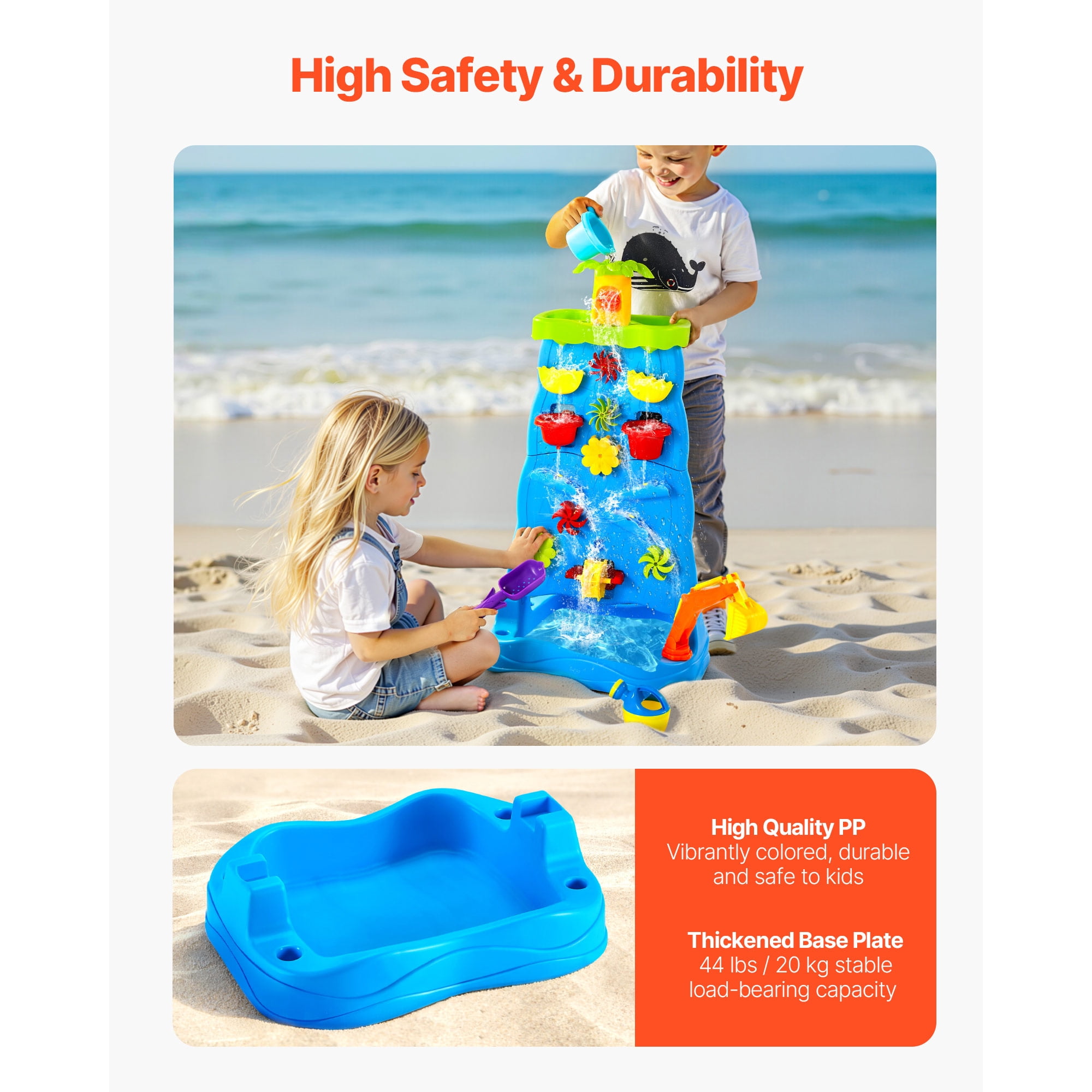 KFFKFF Sand and Water Table for Toddlers, Dual-Sided Kids Activity Playset with 37 Accessories, Sensory Table for Outdoor Summer Fun, Ideal for Boys and Girls Ages 3 and Up