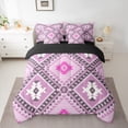 thumbnail image 2 of jejeloiu Retro Boho Aztec 7-Piece Bedding Comforter Set,Rustic Farmhouse Tribal King Bedding Sets,Pink Purple Bed Sheets For Teens,Microfiber Bedroom Decor Reversible, 2 of 8