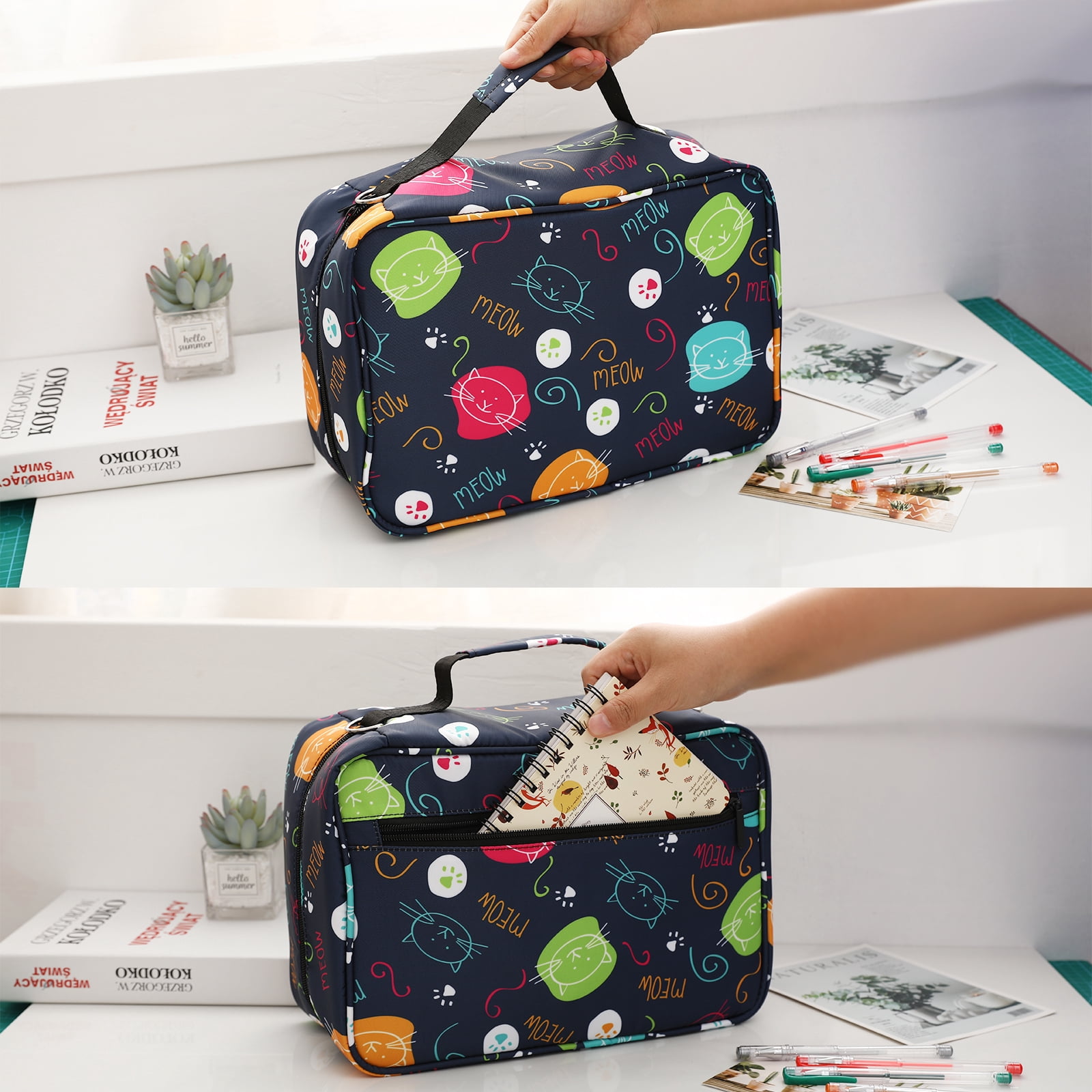 Portable 360-Slot Colored Pencil Case | Holds 240 Gel Pens | Large Capacity Art Organizer with Carry Handle for Watercolor Pencils & Markers
