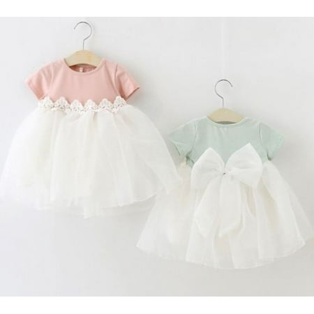 

Flowers Baby Girls Kids Bowknot Bridesmaid Pageant Party Formal Tutu Dress 0-3Y