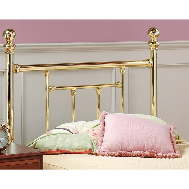 Hillsdale Chelsea Classic Brass Metal Headboard with Round Finials