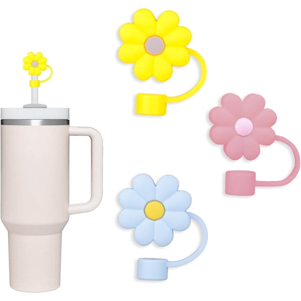 Paquete de 3 compatibles con vaso Stanley de 30 y 40 onzas, tapa de pajita en forma de nube de 10 mm, lindas cubiertas de pajita de silicona, protectores de pajita, tapa de pajita de silicona suave en