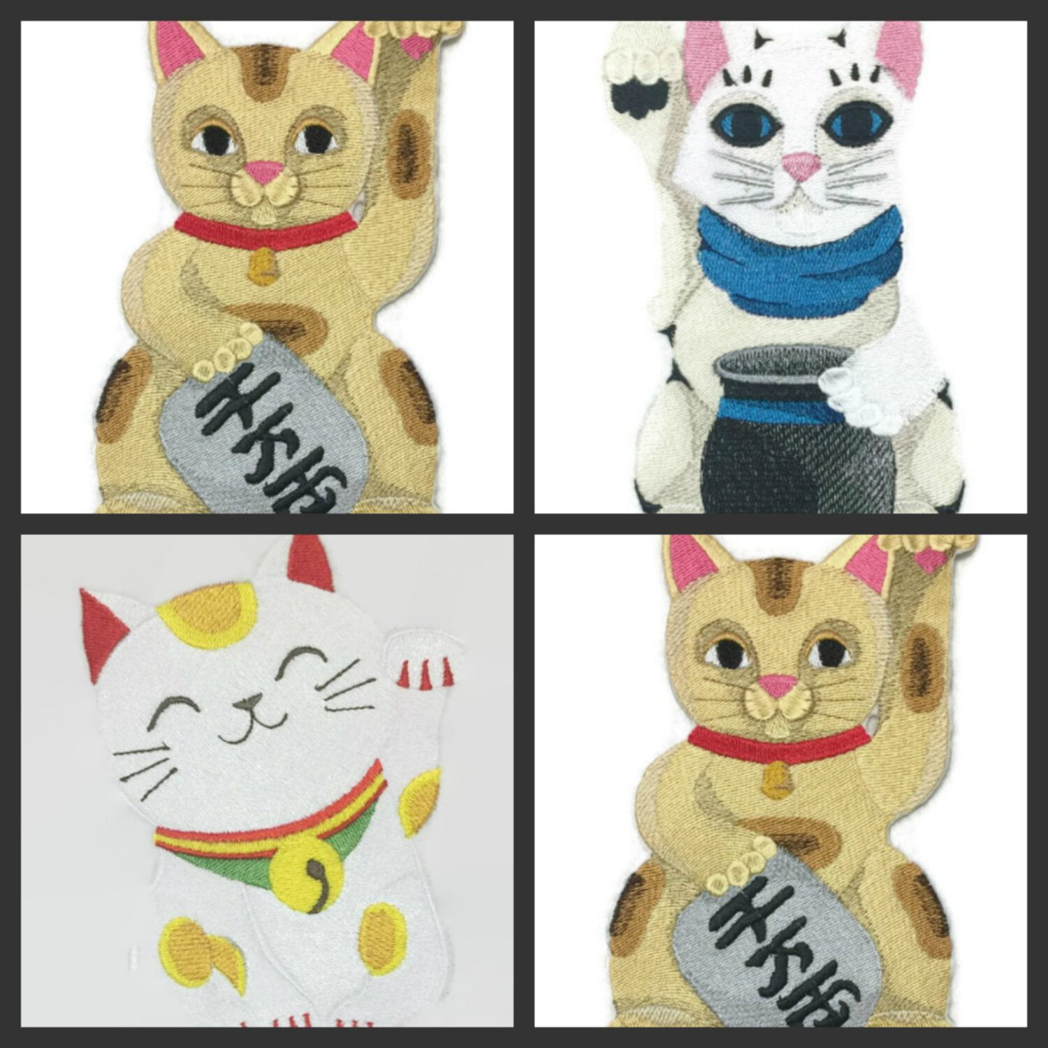 Custom [Lucky Cat and Pot ] Embroidered Iron On/Sew Patch [4.2" x 6.84"]