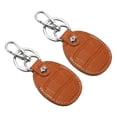 thumbnail image 1 of Uxcell Leather Key Fob, Genuine Leather Keys Cover RFID Key Fob Protector Air Tag Holder Keychain Case Orange 2, 1 of 7