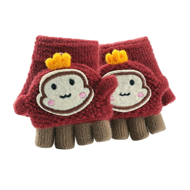 XZNGL Fingerless Gloves for Kids Soft Convertible Flip Top Gloves