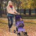 thumbnail image 4 of ZENY 4 Wheel Foldable Dog Pet Stroller - Purple, 4 of 9