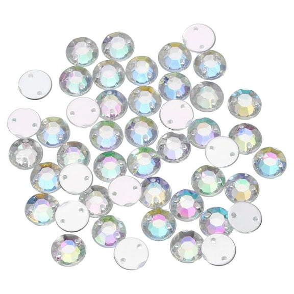 100Pack Flat Back Sew on Rhinestones Beads, 7mm Crystal Round Gems, Clear AB