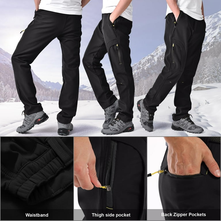 Toomett Men s Snow Hiking Camping Pants Outdoor Fishing Ski Fleece Lined Waterproof Softshell Bottoms MH4409 Black US 40 C30