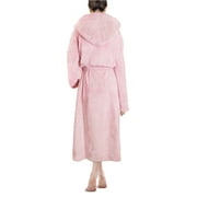 PAVILIA Women Hooded Plush Soft Robe | Fluffy Warm Fleece Sherpa Shaggy Bathrobe (S/M, Light Pink)