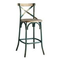 thumbnail image 3 of JERFIT Vintage Cross Back Bar Stool, Turquoise Wood Metal Kitchen Counter Chair with Footrest, 3 of 5