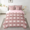 thumbnail image 2 of Homewish Vintage Grid Pattern 7pcs Bedding Comforter Set,Geometric Checkered Plaid Queen Bedding Sets,Pink Minimalsim Queen Sheet Sets For Girls Boys,Luxury Bedroom Decor Reversible, 2 of 8