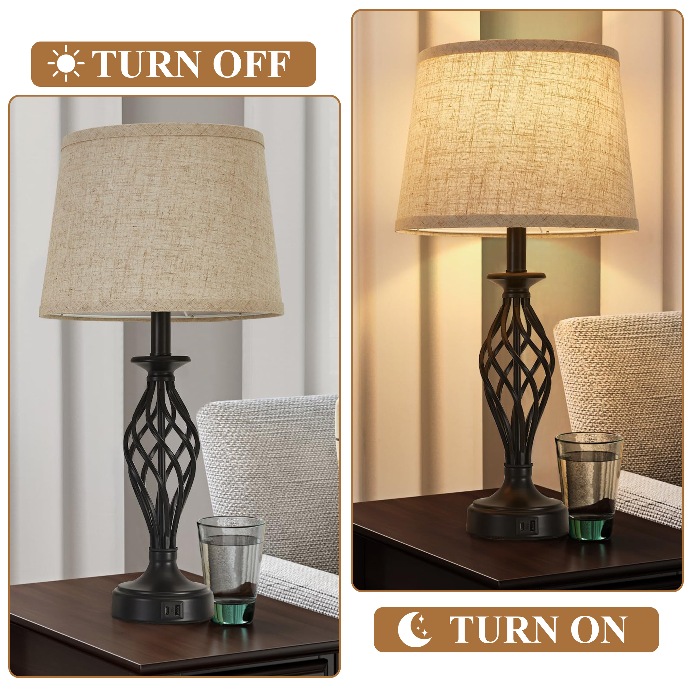 Aovky Lamp Shades Set of 2, Drum Lampshades 11.6" Top x 12.6" Bottom x 9.8" Height with Spider Fitter, Large Beige Replacement Fabric Lampshades for Table Lamps and Floor Lamps, Easy Assembly