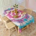 thumbnail image 3 of Pink Blue Tie Dye Mandala Rectangle Tablecloth 60"x120",Waterproof Polyester Rectangle Table Cloth, Wipeable Spillproof Polyester Tablecloth for Dining, Camping, Indoor and Outdoor, 3 of 6