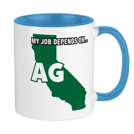 

CafePress - My Job Depends On Ag California Decal Mugs - Ceramic Coffee Tea Novelty Mug Cup 11 oz