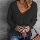 thumbnail image 1 of Puntoco Suéter Mujer Casual Sexy Moda Color Sólido Manga V-Cuello Fruncido Jersey Blusa Tops Navidad Liquidación Puntoco Puntoco-2828, 1 of 9