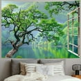 thumbnail image 2 of JRXY Misty Lake Forest Tapestry Wall Hanging Nature Green Tree Landscape Window View Tapestries for Bedroom Living Room Dorm Decor Painting, 2 of 6