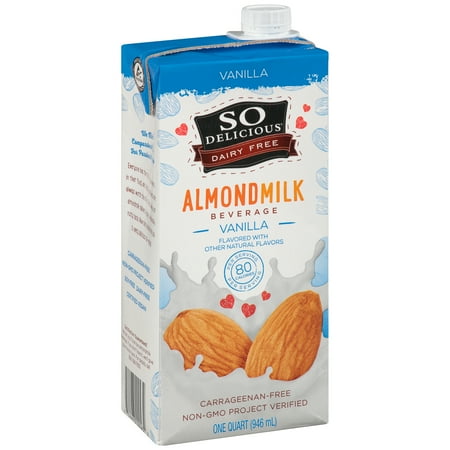 1 Quart Milk Carton - (6 pack) So Delicious Dairy Free Vanilla Almondmilk Beverage 1 qt. Carton