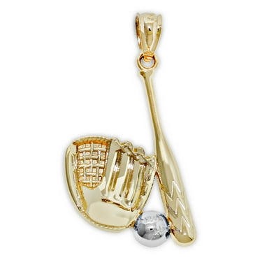 Charm America - Gold Baseball Equipment Charm - 10 Karat Solid Gold