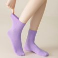 thumbnail image 3 of TZYDMN Womens Ankle Socks Super Soft Combed Cotton Mid-Calf Socks, Purple 3 Pairs, 3 of 6