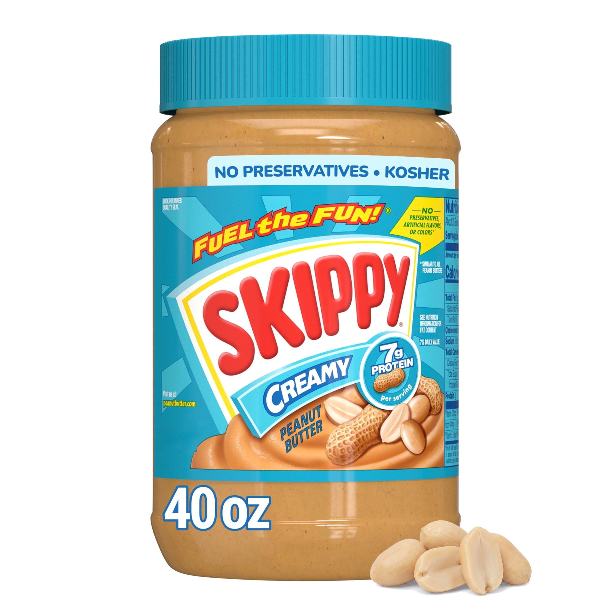 SKIPPY Creamy Peanut Butter, Roasted Peanuts, No Stir, Gluten Free, 40 oz