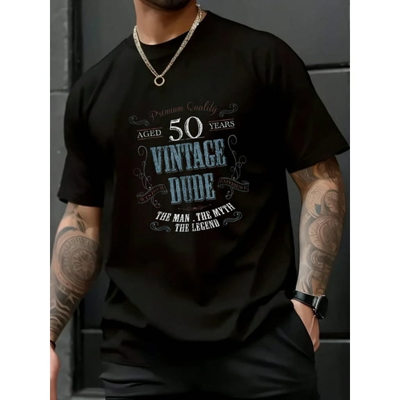 Fall Women T-Shirt 50th Birthday Gift Idea For Vintage Dude 50 Years Old T-Shirt Halloween Pumpkin Thanks Giving Family Funny Christmas Graphic Casual Autumn Tee Tops Men's T Shirt