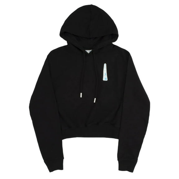 Off-White Women's Triangle Logo Cropped Cotton Sweatshirt Black Blue