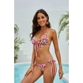 thumbnail image 3 of LIORA Women's Bikini Swimsuit Triangle Top Side Tie Bottom Bikini Swimwear, Red White Belt, 3 of 6