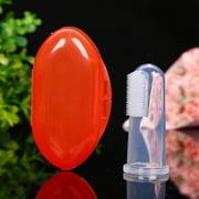 Infant Soft Silicone Finger Toothbrush Teether Cleaning Gum Massager Baby finger toothbrush set of safety silicone tongue coated brush finger set toothbrush + housing shell