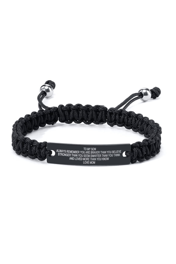 To My Son Macrame Bracelet, Braided Rope Bracelet Handmade Adjustable Bracelets Graduation Gift for Son and Boys