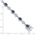 thumbnail image 2 of Auriga Fine Jewelry 925 Sterling Silver Rh-plated Fancy Brilliant-cut Blue Glass and Brilliant-cut White CZ Circle and Teardrop 7.5 Inch Bracelet for Women, 2 of 6