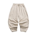 thumbnail image 2 of Men's Cropped Harem Pants Baggy Casual Trousers Loose Fit Drop Crotch Lightweight Breathable with Elastic Waist Drawstring for Yoga Lounge Streetwear Everyday, 2 of 9