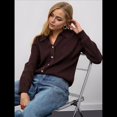thumbnail image 4 of Suéter de Cuello de Solapa para Mujer, Chaqueta de Punto con Botones y Abertura Frontal, Cárdigan de Larga con Botones Color Café M, 4 of 8