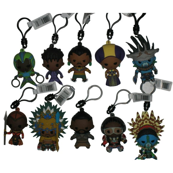 Marvel Black Panther Wakanda Forever Monogram Figural 3D Bag Clip Keychain 10pc Lot