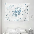 thumbnail image 1 of Kids Tapestry, Cute Cartoon Astronaut Pioneer Cat Flying in Outer Space Doodle Style Constellation, Wall Hanging for Bedroom Living Room Dorm Decor, 80W X 60L Inches, Dark Blue, by Ambesonne, 1 of 2