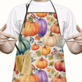 thumbnail image 2 of Fall Pumpkins and Leaves Pattern Apron-Garden Aprons for Women with Pockets-Cotton Linen Waterproof Kitchen Cooking Gardening Aprons Adjustable for Kitchen,Cooking,BBQ and Salon 33"x27", 2 of 7